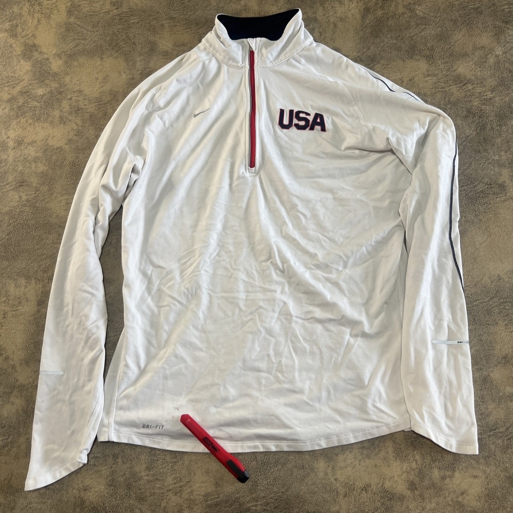 NIke Element Pullover Team USA Women's XL White 1/4 Zip *SEE FLAWS*